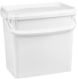 Nipter Seau avec Couvercle 10l, Blanc, 10,6 litres Seau rectangulaire, qualité Alimentaire, 9 pièces