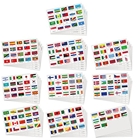 Hooqict 960 Pieces World Flag Stickers 192 Country Flags of The World Mini Flags Passport Stickers for Travel Map Luggage Suitcase Scrapbook