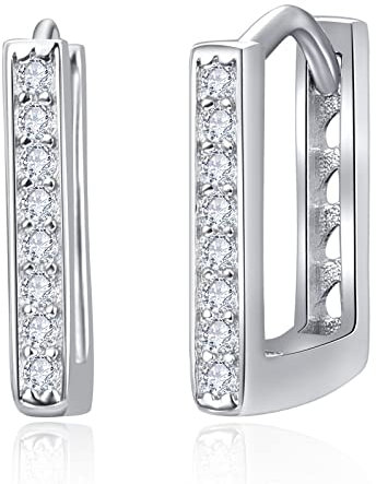 Sterling Silber Square Hoop Creolen CZ Ohrringe für Männer und Frauen