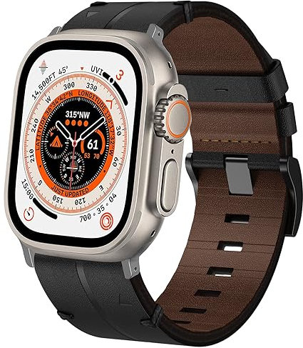 Leder Armband Apple Watch Ultra 49mm, Weiches Echtleder Ersatzarmband iWatch Armbänder für Apple Watch SE, iWatch Ultra 2 Ultra Series 9 8 7 6 5 4 3 2 1 Damen Herren