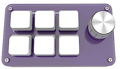 Mini Tastiera USB a 6 Tasti, Tastiera da Gioco Meccanica Programmabile Multifunzionale con Manopola, Tastiera Macro a Una Mano, Plug And Play, per Supporti Musicali per Giochi da Ufficio