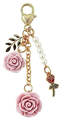 Jiujiutu schlüsselanhänger auto frauen Blume schlüsselanhänger personalisiert karabinerhaken mini schlüsselanhänger Schultasche Anhänger (purple)