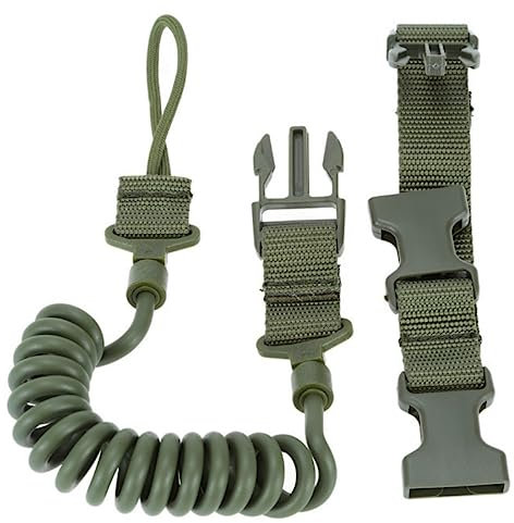 ACEXIER Militärisches taktisches Schlüsselband Mehrzweck-Feder-Lanyard-Pistole Sicheres Lanyard-Gewehr-Sling-Strap-Schießen Jagdwaffenzubehör (Green)