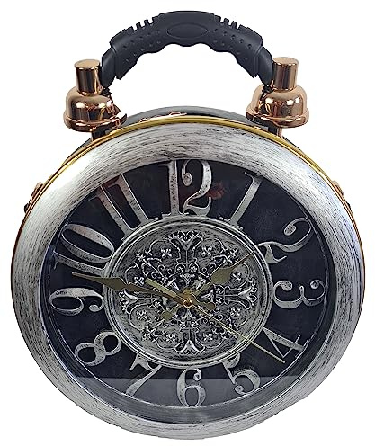 Einkaufszauber Designer Handtasche mit echter Uhr Silbergrau