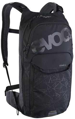 EVOC STAGE 6 Backpack, Fahrradrucksack (Brace link Schultergurte, Air flow contact system, PFC-frei, leicht und kompakt, trekkingrucksack, ideal für Mountainbiker, One Size), Black