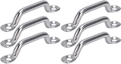 Watris Veiyi Augplatte, 10 Stück Befestigungshaken, 5 mm Schraublöcher Augplatte Edelstahl Riemenkrampen Marine Hardware Decksplatte Augplatten Kit Zur Befestigung