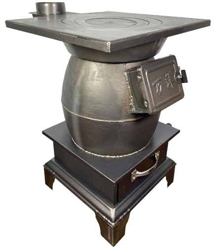 UZSPAC Holzofen mit Herdplatte Tragbarer Holzofen Camping Holzofen Ideal zum Erhitzen und Kochen Geeignet für Camping, Outdoor, Zeltgrillpartys (Size : S)