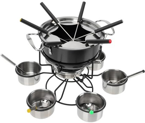 BESTonZON Cheese Fondue Pot Stainless Steel Fondue Butter Warmer Pot Ice for Cooking