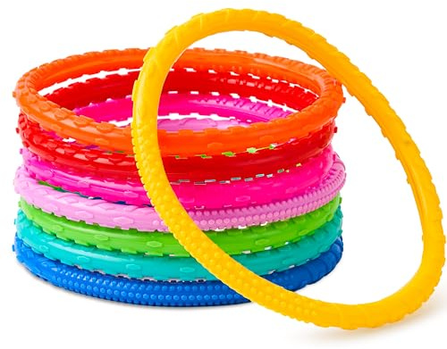 JOYIN Dive Circles Pool Toys, 8 Pcs Colorful Pool Rings for Kids, Underwater Training Swimming Diving Toy for Kids Gifts Summer Swim Water Fun Games