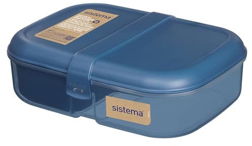 Sistema Ribbon Fiambrera para adultos | Contenedor de alimentos de 1,1 L y minitarro para aperitivos de 130 ml | Verde azulado o azul (color no seleccionable)