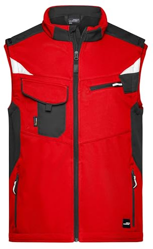 James & Nicholson Workwear Softshell Weste - Arbeitsweste mit CORDURA Vestärkung | Farbe: red/black | Grösse: M