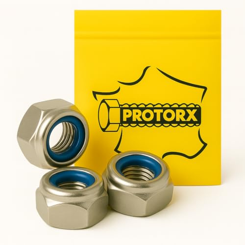 Tuerca interior de freno Nylstop M10: 5 piezas autobloqueante de acero inoxidable, anillo de nailon de bloqueo | acero inoxidable | Uso interior y exterior | Hexagonal (Diam. 10 x 17 mm) HI - Din985
