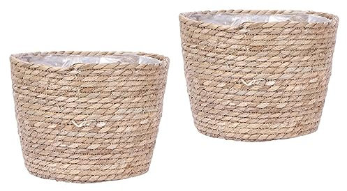 BESPORTBLE 2 STK Geflochtener Blumenkorb Übertopf aus Seegras Körbe aus Hyazinthe weidenkorb pflanzenkorb Gemüsepflanzen Kaktuspflanze gewebter Pflanzer dekorativer Blumentopf Schreibtisch