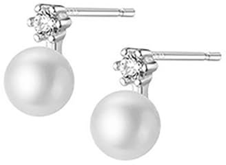 Hmzidz Diamant Perlenohrringe Damen,Echte Süßwasser Perlenohrstecker Silber,Perlen Ohrstecker Silber 925,Zirkonia Perlen Ohrstecker für Frauen Mädchen,Hypoallergen Ohrringe Perlen Klein