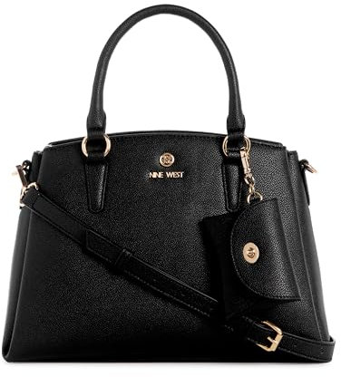 NINE WEST Siera Satchel, Schwarz, Large