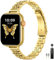 Maledan Metall Armband Kompatibel mit Apple Watch Armband 41mm 40mm 38mm Damen Herren, Verstellbare Edelstahl Ersatzarmband für iWatch Series 9 8 7 6 5 4 3 2 1 SE 2/1 Ultra 2/1, Golden