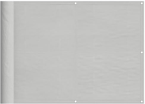 vidaXL Balkon Sichtschutz, Balkonbespannung mit Aluminium-Ösen, Balkonverkleidung Wasserfest, Balkonabdeckung Windschutz, Hellgrau 75x600cm 100% Polyester-Oxford