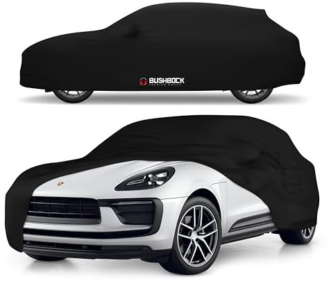 BUSHBOCK® Premium SUV Abdeckung Indoor - Satin Schutzhülle Stoff - Abdeckplane Autoplane Autogarage Innenbereich (Schwarz, SUV-L)