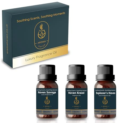 Therapeutic Essential Oil Diffuser Cool Mist Humidifier LED 120ml Mosaic Glass Ultrasonic Scented Oil Mist Diffuser for Aromatherapy in Spa, Office, Water-less Auto Shutoff (Set of 3 Oils for Him)
