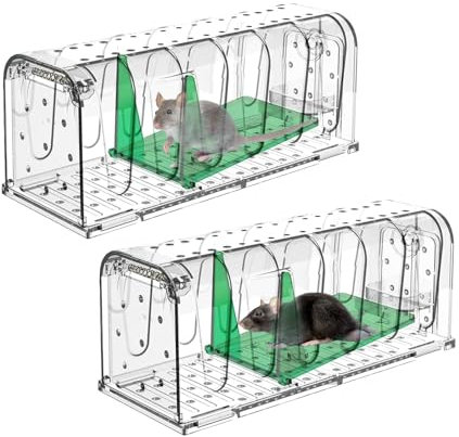 Lebendfalle Maus, 2 Set Tierfreundliche Hygenische Mäusefalle mit Doppeltüren, Hochsensitive Lebendfalle Maus, Quick Release Ausgang, für mäuse für in der Küche im Garten Im Lager