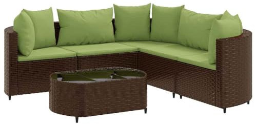 vidaXL Garten Sofa Garnitur 6-TLG., Gartenmöbel Set mit Kissen, Sitzgruppe für Garten Terrasse, Lounge Sitzgarnitur Modular, Braun Poly Rattan