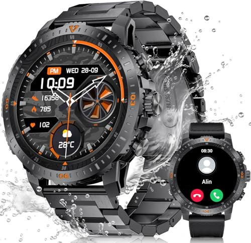DREMAC Montre Connectée Homme avec Appel 1,43'' Amoled Montre Connectée Sport,120+ Modes Sportifs,24/7 Moniteur de Fréquence Cardiaque SpO2 et Sommeil,500mAh Batterie,IP68 Étanche,pour Android iOS