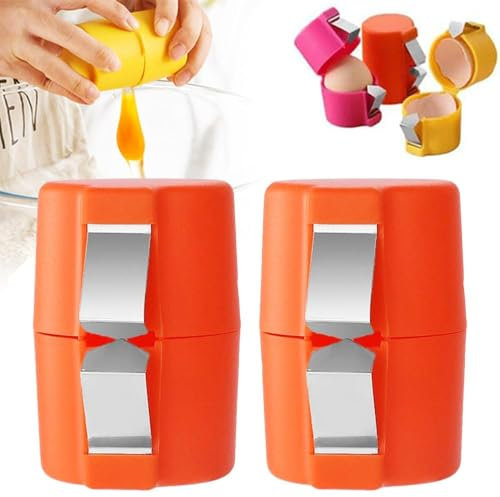Eierschalenöffner, 2024 New Raw Egg Peeling Tool, Hard Boiled Egg Peeler, Handheld Egg Cube Separator, Stainless Steel Egg Shell Crusher, Egg Shell Cutter, Kitchen Gadgets. (Red two-piece set)
