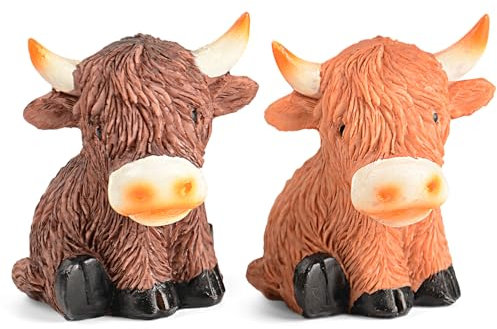 Hochland Kuh Geschenke für Frauen Männer, Hochland Kuh Figuren Mini Niedliche Hamish Hochland Kuh Ornamente Home Decor (2)