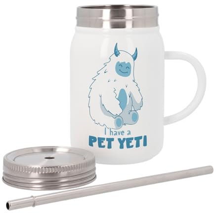 Mug Isotherme en Inox avec Couvercle et Paille - Pet Yeti Myth Movie Dream - 500 ml - Tasse Thermo