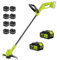 Tagliabordi 21 V senza fili con batteria 2 x 3,0 Ah e caricabatterie, batteria da 30,5 cm, filo per erbacce elettrico, tagliaerba 2 in 1, con 8 linee per giardino, cortile