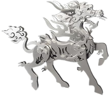 Larcele 3D Metal Mechanical Model Kit for Adults, DIY Assembly Steel Mythical Creatures Series Metal Building Kit Collectible Desktop Ornament, Art Crafts KJPZ-02 (Fiery Kirin)