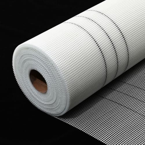 Adhesive Stucco Mesh Fiberglass, L 30 35 50 100 CM Mosaic Tile Mesh Backing Roll for Waterproofing/Insulation/Repair, Heavy Duty Fiber Glasses Cloth(Hole 0.6cm(1/4in),L 35m(114ft))