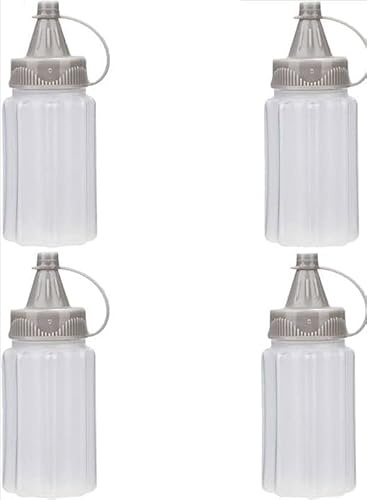 Wyjuan 4Pcs White Plastic Squeeze Condiment Bottles,Mini Sauce Jam Squeeze Bottle, Ketchup Honey Bottle,Salad Dressing Container for Lunch, BBQ, Camping Condiment Squeeze Bottles Spice Jars