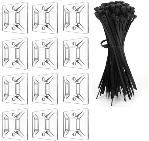 SZFUDIGO klebesockel für kabelbinder(100PCS),selbstklebend klebepads halter , wiederverwendbare kabelbinder100 Stück 150mm(schwarz)