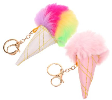 COSMEVIVI 2stücke Eistütenanhänger Bommel-schlüsselanhänger Eiscreme-schlüsselanhänger Taschenanhänger Schleifen- Für Damen Handtaschenanhänger Rucksack-