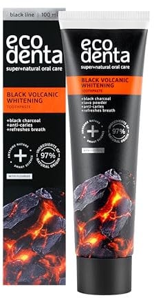 ECODENTA Dentífrico Blanqueador con Minerales Volcánicos - Color negro, 100ml