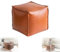 Füllbare Kissentasche, Ungefüllter Pouf Ottoman, Lederpouf, 16 Zoll Bodenfußstützenkissen-Aufbewahrungslösung, Würfelförmige dekorative Fußstützen-Aufbewahrungstasche(Orange)