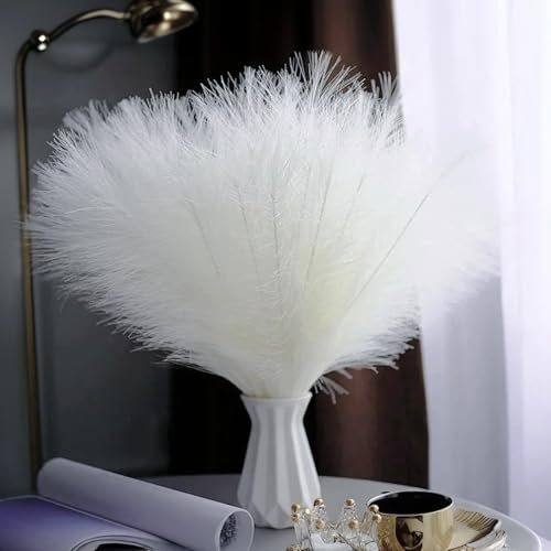 RXKFIGX 30 pièces Pampas Sechees Decoration 55 Cm Herbe de La Pampa Séchées Herbes de Pampa Artificielles Séchées Décoration Fleur Sechees pour Mariage, Salon, décoration bohème, Maison (White)