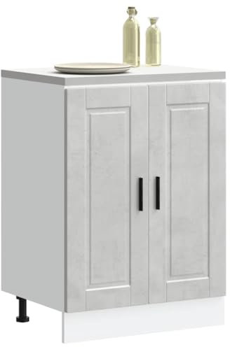 HOMTAKIE Armario de cocina Oporto gris hormigón madera de ingeniería, 1 mueble bajo (2 puertas) 60 cm