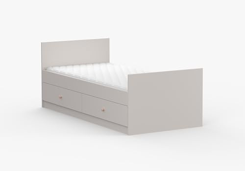 Fabryka Mebli Idźczak Jugendbett, Kinderbett 90x200 cm - Kinderzimmer Bett Kaschmir Olaf II mit 2 Schubladen - Bett für Kinder - Einzelbett für Jugendzimmer - Griff Rosa