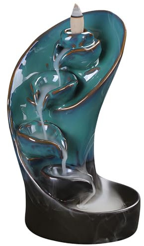 wkao Zen Torch - Fontana di incenso a flusso inverso, bruciatore di fumo a cascata con supporto in ceramica, decorazione per la casa per rilassamento aromatico e visivo
