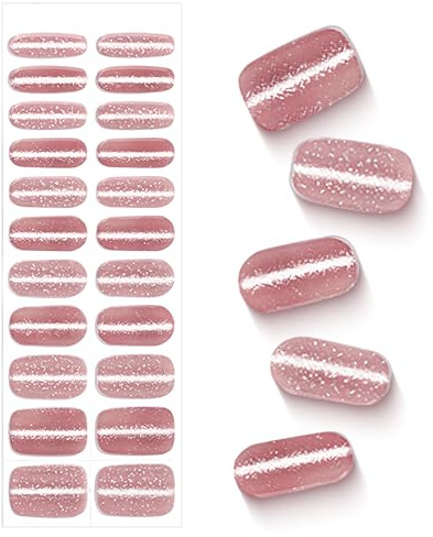 Gsrhzd Smalto Adesivo per Unghie, Unghie Adesive per Ragazze Donne con 1 Bastoncino di Legno 1 Lima per Unghie, Duraturo Impermeabile Gel Nail Stickers per la vita quotidiana, feste ecc