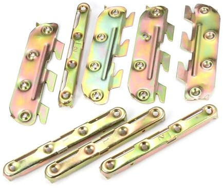 Wuyangcun Lot de 8 crochets de fixation pour rail de lit en acier zingué avec vis pour réparation de lit en bois - 127 mm