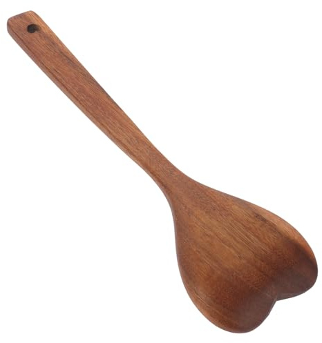 Alipis Küchenrührlöffel Holz Langlebig Salatlöffel Langstielig Wiederverwendbar Doppelt Herzform Softe Oberfläche für Salat und Suppe