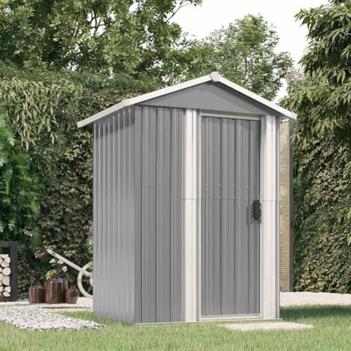 Hütte Outdoorschrank, Geräteschuppen Grau 126x97,5x177 cm Verzinkter Stahl für Outdoor Garten Terrasse