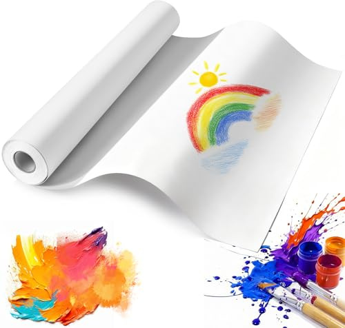 Zippicks Zeichenpapier Rolle, 44cm x 20m Weiße Papierrolle 70g/m² | Malpapier Rolle Papierrolle Malen Kinder, Künstler Skizze Malerei Papier, Recycelte Staffeleipapier für Studenten