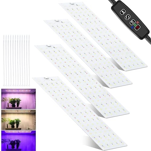 4Stück Pflanzenlampe LED Vollspektrum, 540 LEDs Pflanzenlicht mit Zeitschaltuhr