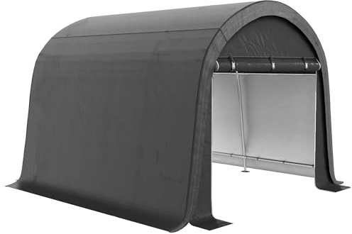 Foliengerätehaus 3x3m Gerätehaus mit UV-Schutz, Wasserabweisend, Stahl, PE, Grau, mit Zwei Rolltor
