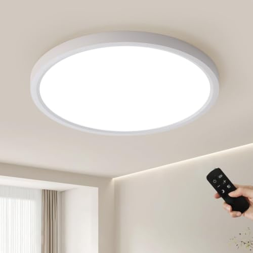 72W LED Deckenleuchte 60CM Rund Weiß Deckenlampe Dimmbar mit Fernbedienung | 3000-6500K Speicherfunktion Rund Deckenleuchten Ultra Dünn 2.5CM Ideal für Wohnzimmer Schlafzimmer Küch Arbeitszimmer