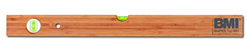 BMI Holzwasserwaage 661 Länge 80 cm (aus Hartholz, Oberfläche geölt, geringe Hitzeleitung, ideal für Sanitär + Straßenbau, 2 Libellen, Messgenauigkeit 1,0 mm/m) 661080